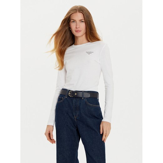 Tommy Jeans Bluzka Essential DW0DW18793 Biały Slim Fit ze sklepu MODIVO w kategorii Bluzki damskie - zdjęcie 182753803