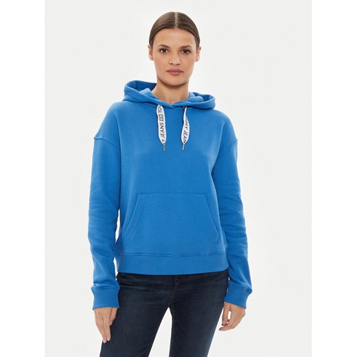Tommy Jeans Bluza Logo Drawcord DW0DW17794 Niebieski Boxy Fit ze sklepu MODIVO w kategorii Bluzy damskie - zdjęcie 182753853