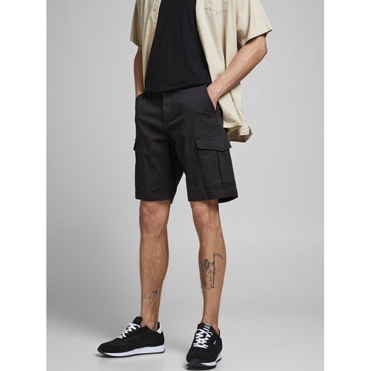 Jack&Jones Szorty materiałowe 12182555 Czarny Regular Fit ze sklepu MODIVO w kategorii Spodenki męskie - zdjęcie 182754023