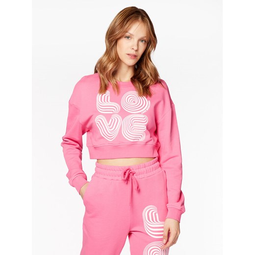 LOVE MOSCHINO Bluza W646102M 4457 Różowy Cropped Fit ze sklepu MODIVO w kategorii Bluzy damskie - zdjęcie 182754133