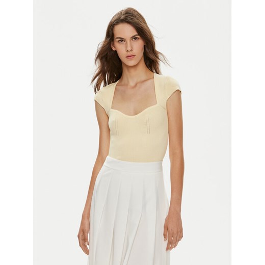 Gina Tricot Bluzka 22212 Żółty Slim Fit ze sklepu MODIVO w kategorii Bluzki damskie - zdjęcie 182754293
