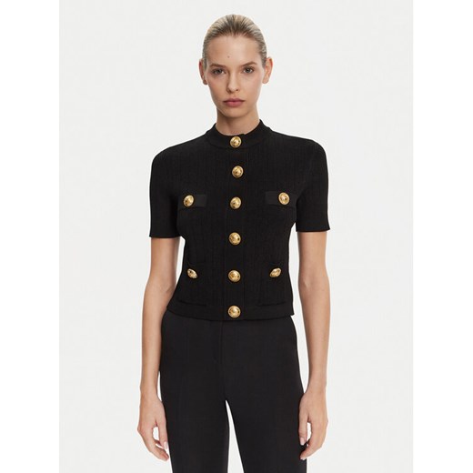 Balmain Kardigan DF1KL023KB07 Czarny Regular Fit ze sklepu MODIVO w kategorii Swetry damskie - zdjęcie 182754451