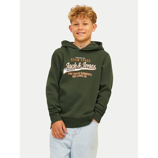 Jack&Jones Junior Bluza Logo 12258824 Zielony Regular Fit ze sklepu MODIVO w kategorii Bluzy chłopięce - zdjęcie 182754504