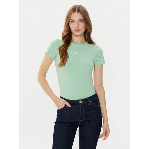 Guess Jeans T-Shirt W4YI01 J1314 Zielony Regular Fit ze sklepu MODIVO w kategorii Bluzki damskie - zdjęcie 182754701