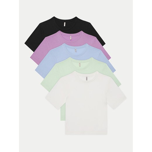 Kids ONLY Komplet 5 t-shirtów Rex 15350716 Kolorowy Regular Fit ze sklepu MODIVO w kategorii Bluzki dziewczęce - zdjęcie 182754794