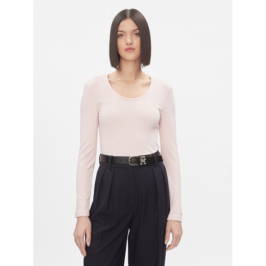 Tommy Hilfiger Bluzka WW0WW41654 Różowy Slim Fit ze sklepu MODIVO w kategorii Bluzki damskie - zdjęcie 182754932