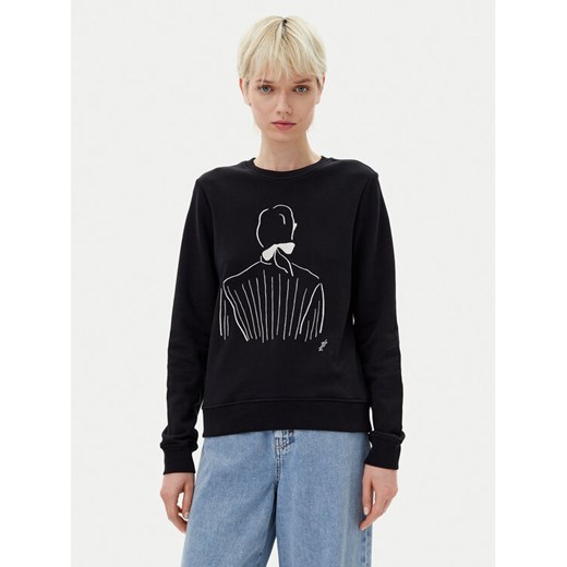 KARL LAGERFELD Bluza A2W20056 Czarny Regular Fit ze sklepu MODIVO w kategorii Bluzy damskie - zdjęcie 182755093