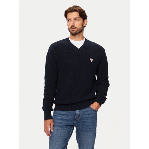 Guess Sweter M4BR33 Z3HM1 Granatowy Regular Fit ze sklepu MODIVO w kategorii Swetry męskie - zdjęcie 182755141