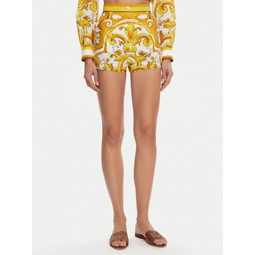 Dolce&Gabbana Szorty materiałowe FTBVIT FI5JV Żółty Regular Fit ze sklepu MODIVO w kategorii Szorty - zdjęcie 182755233
