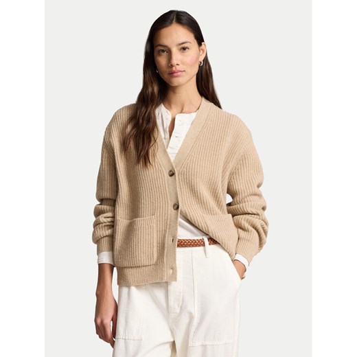 Polo Ralph Lauren Kardigan 211944515001 Beżowy Relaxed Fit ze sklepu MODIVO w kategorii Swetry damskie - zdjęcie 182755251