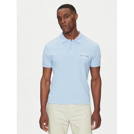Calvin Klein Jeans Polo Monologo J30J325664 Błękitny Regular Fit ze sklepu MODIVO w kategorii T-shirty męskie - zdjęcie 182755291