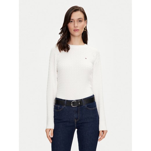 Tommy Hilfiger Sweter WW0WW41142 Biały Regular Fit ze sklepu MODIVO w kategorii Swetry damskie - zdjęcie 182755390