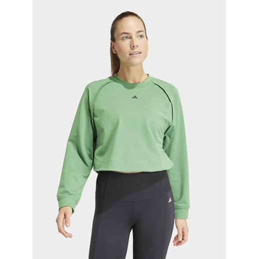 adidas Bluza techniczna Power IT9198 Zielony Loose Fit ze sklepu MODIVO w kategorii Bluzy damskie - zdjęcie 182755961