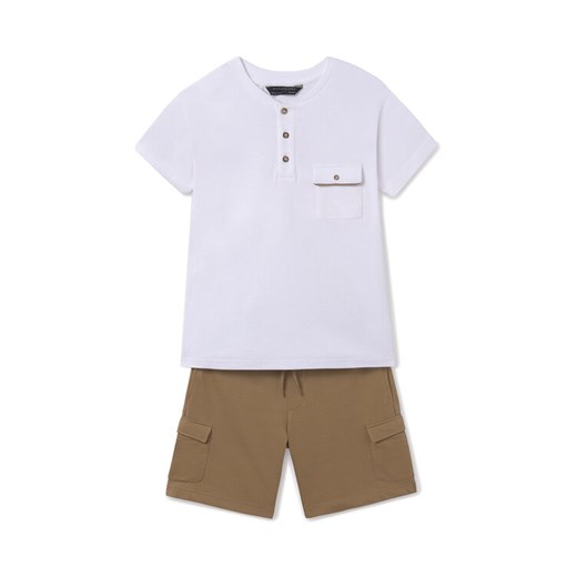 Mayoral Komplet t-shirt i spodenki 6676 Beżowy Regular Fit ze sklepu MODIVO w kategorii Komplety chłopięce - zdjęcie 182756033