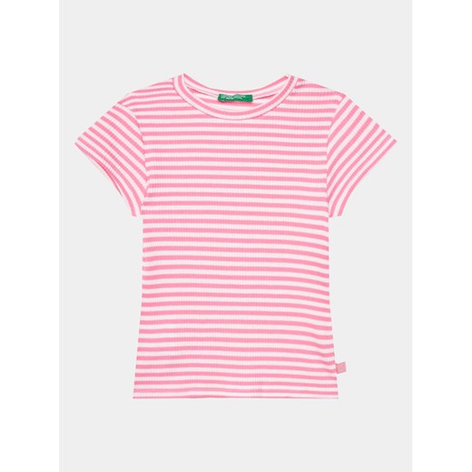 United Colors Of Benetton T-Shirt 3W5BG10D4 Różowy Slim Fit ze sklepu MODIVO w kategorii Bluzki dziewczęce - zdjęcie 182756094