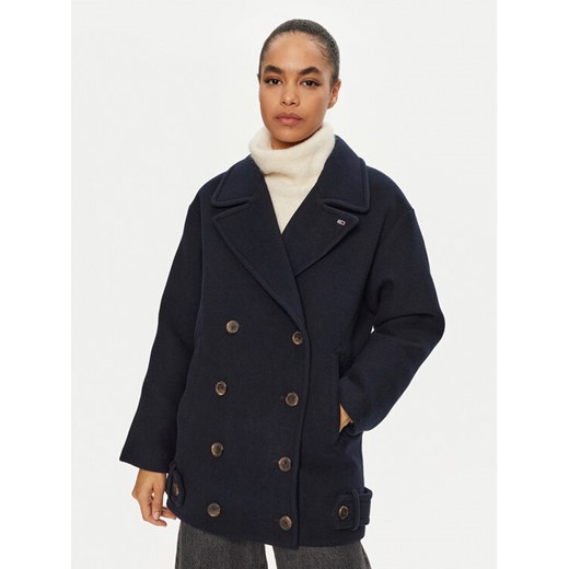 Tommy Jeans Płaszcz przejściowy DW0DW19752 Granatowy Regular Fit ze sklepu MODIVO w kategorii Płaszcze damskie - zdjęcie 182756124