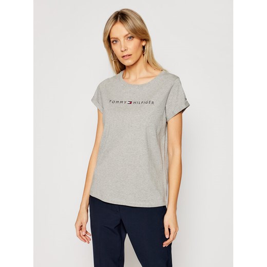 Tommy Hilfiger T-Shirt UW0UW01618 Szary Slim Fit ze sklepu MODIVO w kategorii Bluzki damskie - zdjęcie 182756162