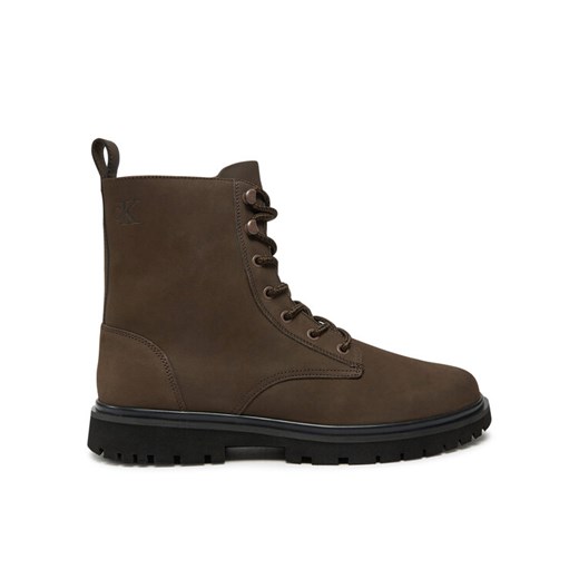 Calvin Klein Jeans Trapery Eva Boot Mid Laceup Rebellious YM0YM01071 Brązowy ze sklepu MODIVO w kategorii Buty zimowe męskie - zdjęcie 182756291