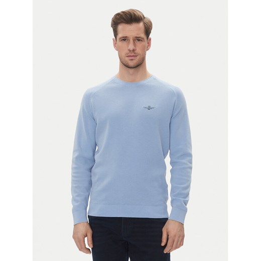 Aeronautica Militare Sweter 251MA1556L560 Błękitny Regular Fit ze sklepu MODIVO w kategorii Swetry męskie - zdjęcie 182756391
