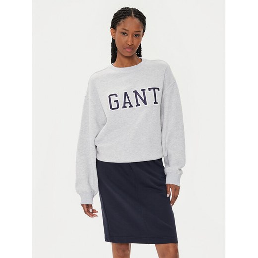 Gant Bluza Logo 4200840 Szary Relaxed Fit ze sklepu MODIVO w kategorii Bluzy damskie - zdjęcie 182756464