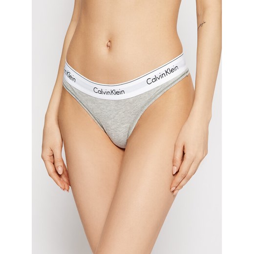 Calvin Klein Underwear Stringi 0000F3786E Szary ze sklepu MODIVO w kategorii Majtki damskie - zdjęcie 182756472