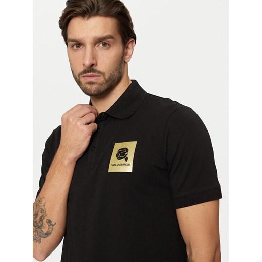 KARL LAGERFELD Polo 745460 551235 Czarny Regular Fit ze sklepu MODIVO w kategorii T-shirty męskie - zdjęcie 182756583