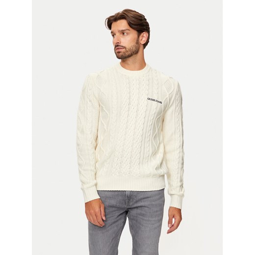 Guess Jeans Sweter M4BR34 Z3HN2 Écru Regular Fit ze sklepu MODIVO w kategorii Swetry męskie - zdjęcie 182756622