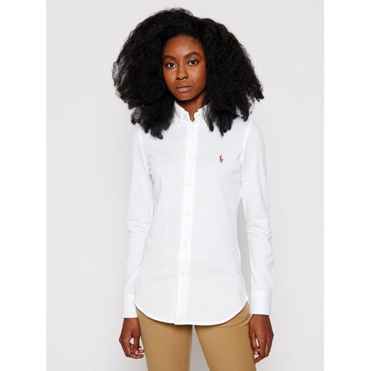 Polo Ralph Lauren Koszula Heidi 211664427003 Biały Slim Fit ze sklepu MODIVO w kategorii Koszule damskie - zdjęcie 182756670