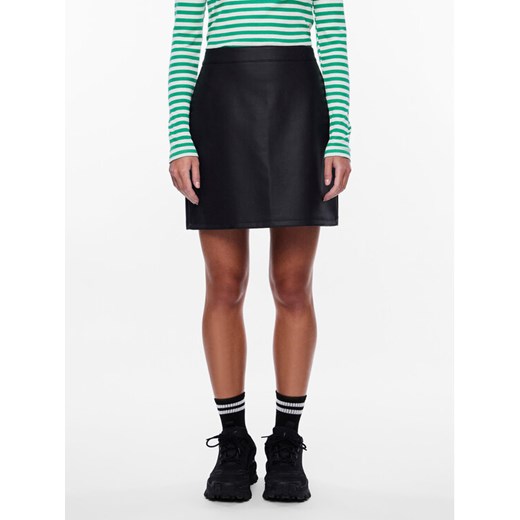 Pieces Spódnica z imitacji skóry 17140265 Czarny Regular Fit ze sklepu MODIVO w kategorii Spódnice - zdjęcie 182756711