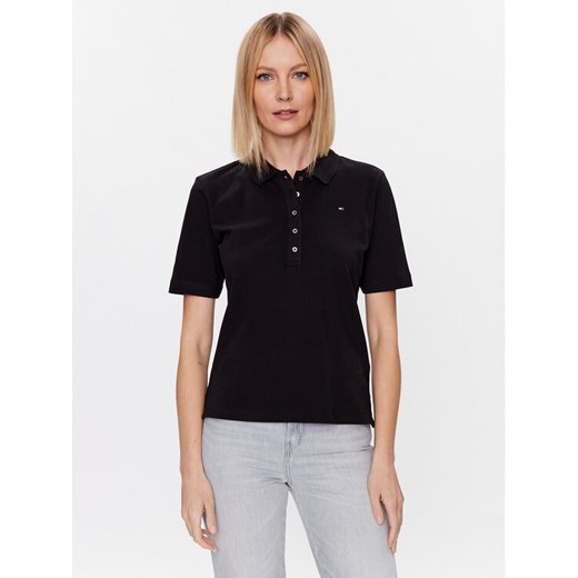 Tommy Hilfiger Polo Pique WW0WW37820 Czarny Regular Fit ze sklepu MODIVO w kategorii Bluzki damskie - zdjęcie 182756863