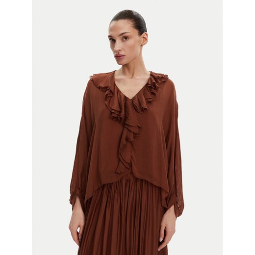 ViCOLO Bluzka TD0019 Brązowy Oversize ze sklepu MODIVO w kategorii Bluzki damskie - zdjęcie 182756882