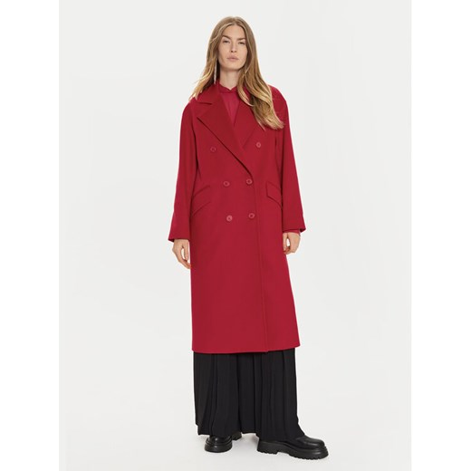TWINSET Płaszcz wełniany 242TT2203 Czerwony Loose Fit ze sklepu MODIVO w kategorii Płaszcze damskie - zdjęcie 182756884