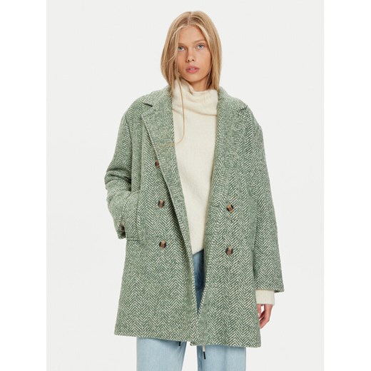 Pepe Jeans Płaszcz wełniany Camille PL402462 Zielony Regular Fit ze sklepu MODIVO w kategorii Płaszcze damskie - zdjęcie 182757043
