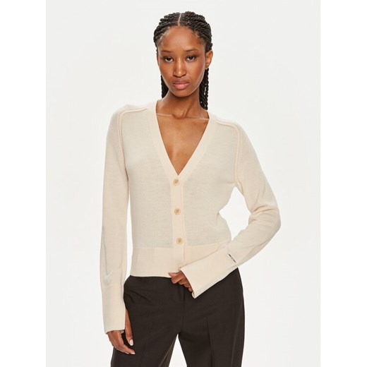Calvin Klein Kardigan K20K207574 Beżowy Regular Fit ze sklepu MODIVO w kategorii Swetry damskie - zdjęcie 182757122