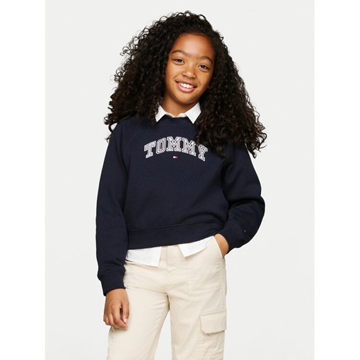 Tommy Hilfiger Bluza Varsity KG0KG08035 Granatowy Regular Fit ze sklepu MODIVO w kategorii Bluzy dziewczęce - zdjęcie 182757253