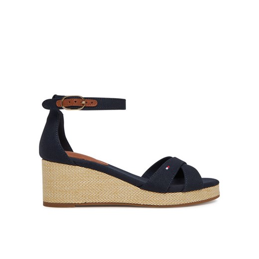 Tommy Hilfiger Sandały Flag Criss-Cros Mid Wedge Espad FW0FW08481 Granatowy ze sklepu MODIVO w kategorii Espadryle damskie - zdjęcie 182757302