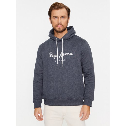 Pepe Jeans Bluza Nouvel Hoodie PM582521 Granatowy Regular Fit ze sklepu MODIVO w kategorii Bluzy męskie - zdjęcie 182757784