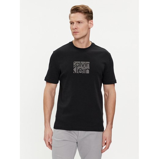 Calvin Klein T-Shirt Emroidered Block K10K112498 Czarny Slim Fit ze sklepu MODIVO w kategorii T-shirty męskie - zdjęcie 182757964