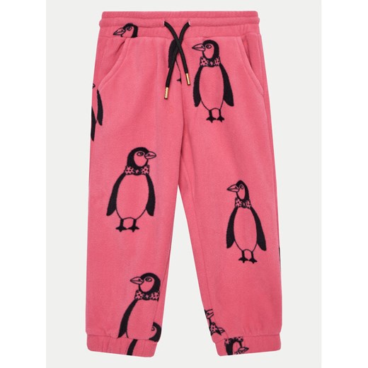 Mini Rodini Spodnie dresowe Penguin 1100009228 Różowy Regular Fit ze sklepu MODIVO w kategorii Spodnie dziewczęce - zdjęcie 182758112