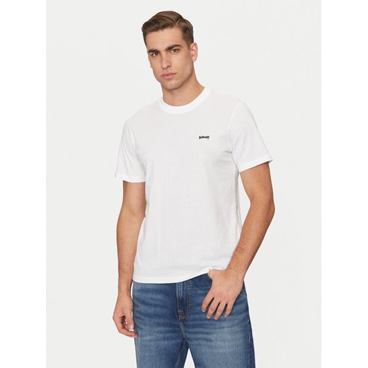 SCHOTT N.Y.C. T-Shirt TSCLAWS1 Biały Regular Fit ze sklepu MODIVO w kategorii T-shirty męskie - zdjęcie 182758142