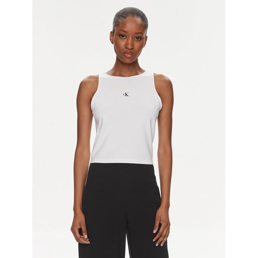 Calvin Klein Jeans Top Archival J20J223107 Biały Slim Fit ze sklepu MODIVO w kategorii Bluzki damskie - zdjęcie 182758594