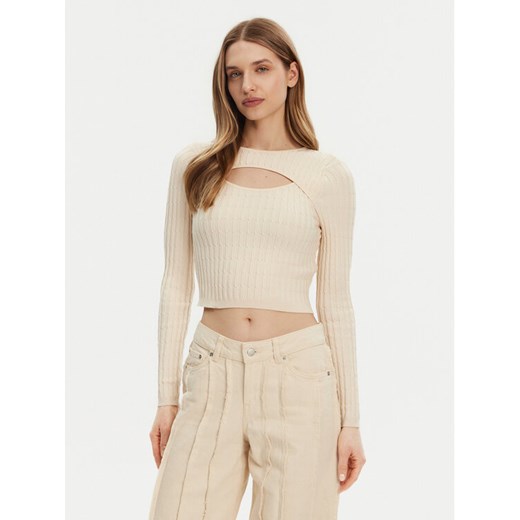 ONLY Sweter Meddi 15339582 Beżowy Cropped Fit ze sklepu MODIVO w kategorii Swetry damskie - zdjęcie 182758690