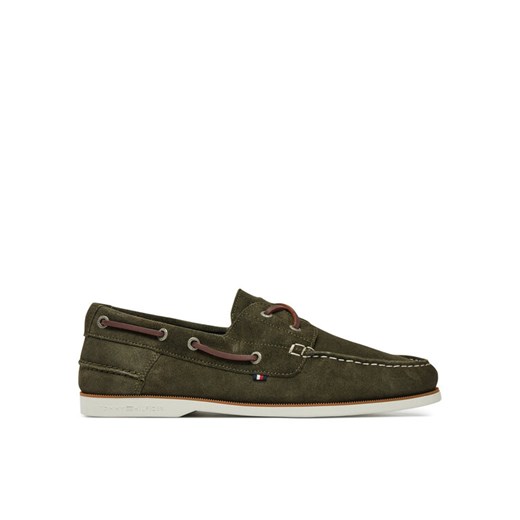 Tommy Hilfiger Półbuty Th Boat Shoe Core Suede FM0FM05387 Zielony ze sklepu MODIVO w kategorii Mokasyny męskie - zdjęcie 182758950