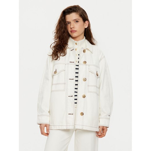 Tommy Hilfiger Koszula jeansowa WW0WW43728 Biały Relaxed Fit ze sklepu MODIVO w kategorii Koszule damskie - zdjęcie 182759141