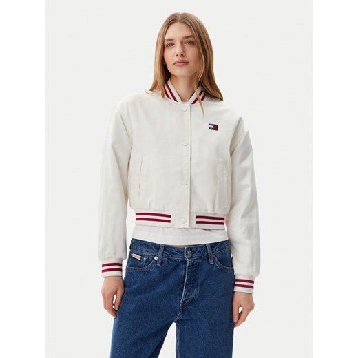 Tommy Jeans Kurtka bomber Satin Coach DW0DW20229 Biały Regular Fit ze sklepu MODIVO w kategorii Kurtki damskie - zdjęcie 182759153