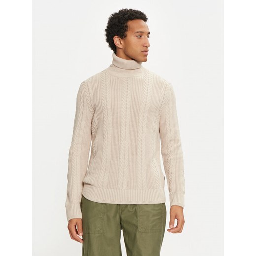 Jack&Jones Golf 12261441 Beżowy Regular Fit ze sklepu MODIVO w kategorii Swetry męskie - zdjęcie 182759451