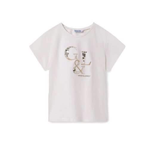 Mayoral T-Shirt 854 Écru Regular Fit ze sklepu MODIVO w kategorii Bluzki dziewczęce - zdjęcie 182759484