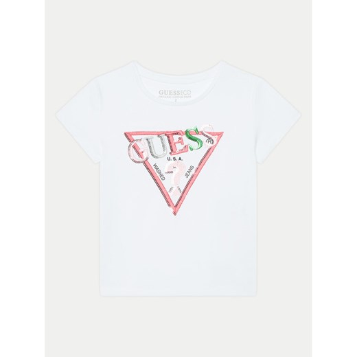 Guess T-Shirt K5RI16 K6YW4 Biały Regular Fit ze sklepu MODIVO w kategorii Bluzki dziewczęce - zdjęcie 182759502
