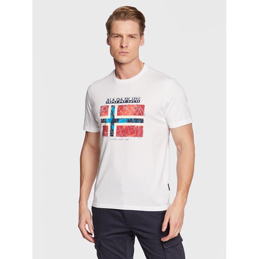Napapijri T-Shirt S-Guiro NP0A4H22 Biały Regular Fit ze sklepu MODIVO w kategorii T-shirty męskie - zdjęcie 182760274