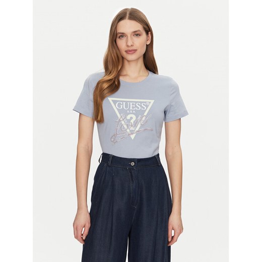Guess T-Shirt W5GI05 I3Z14 Błękitny Regular Fit ze sklepu MODIVO w kategorii Bluzki damskie - zdjęcie 182760544
